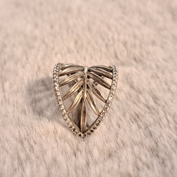 Pandora sz 6 tropical palm leaf ring 925 ALE 52 sterling silver CZ - Picture 5 of 12